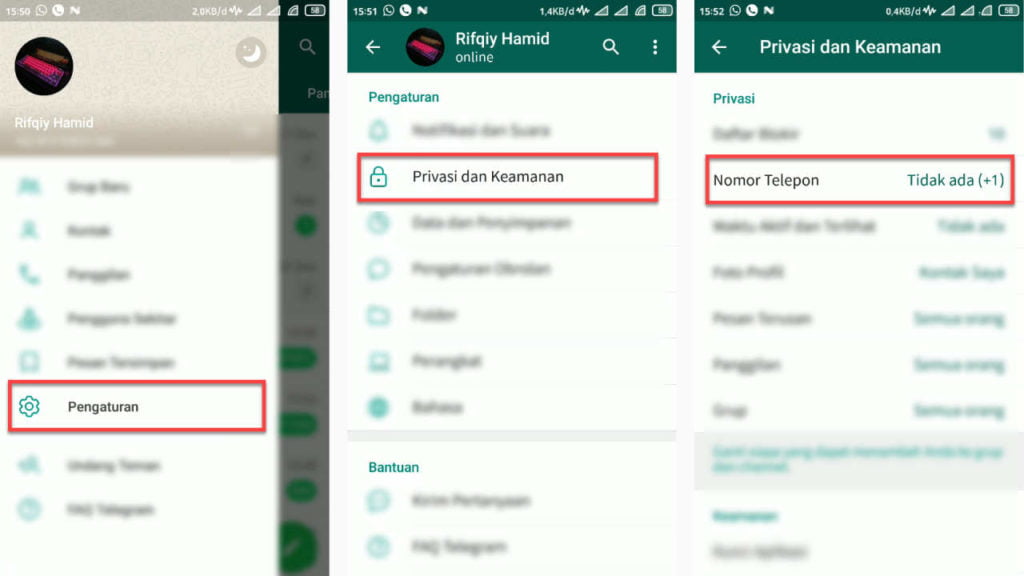 Cara Menyembunyikan Nomor Telepon Telegram