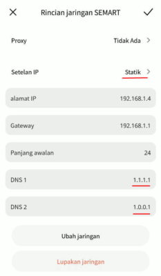 Cara Ganti DNS Android Melalui Jaringan Wifi