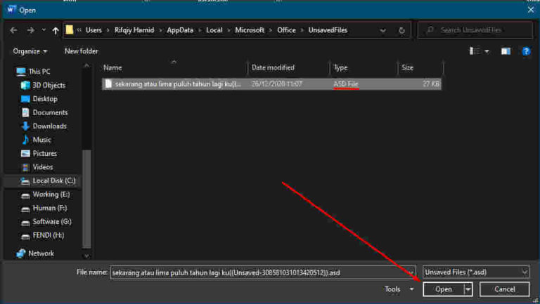 Mengembalikan save file word yang berubah menjadi text document