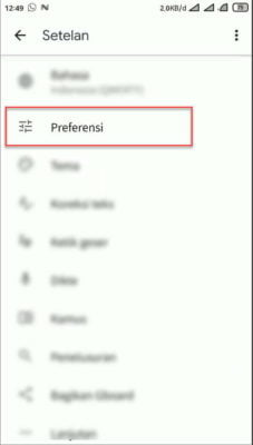 menu preferensi google keyboard