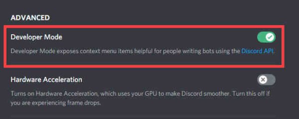 menu developer mode discord untuk copy id