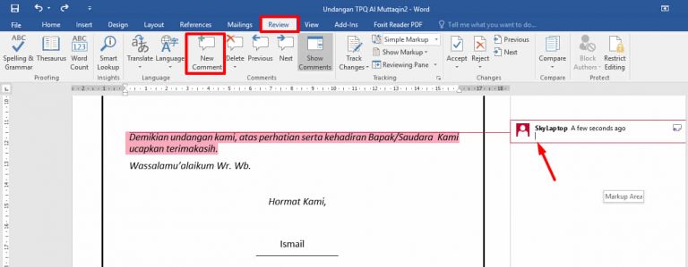 Cara Memberikan Komentar Di Word