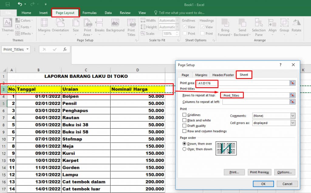 Cara Mengulang Judul Excel Tiap Lembar