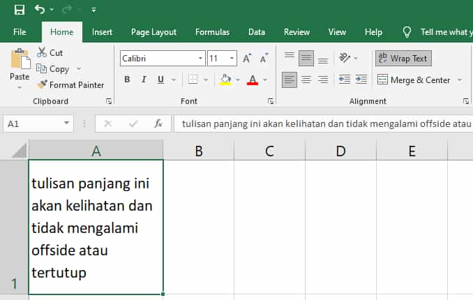 Cara Membuat Teks Panjang Menjadi Satu Kolom Di Excel 0448