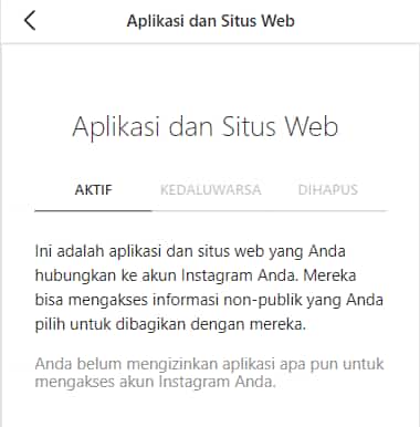 hapus aplikasi dan situs web pihak ketiga di instagram