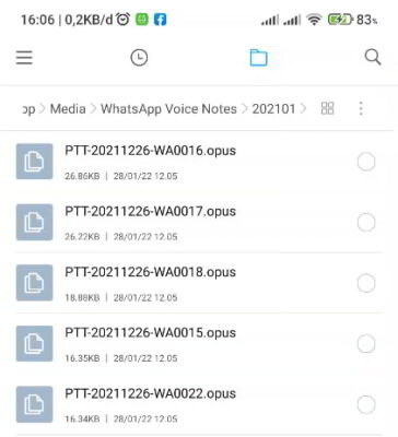 folder penyimpanan pesan suara whatsapp