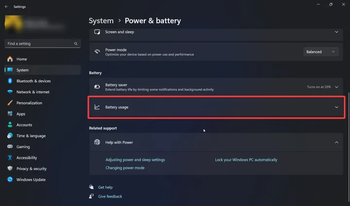 menu battery usage penggunaan baterai